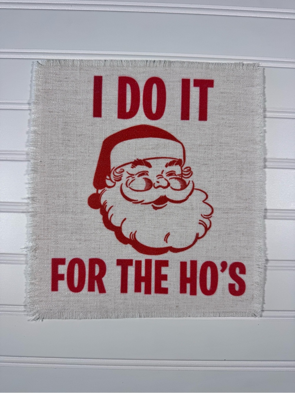 Holiday Santa Fabric Patch- Red and Cream